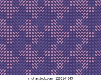 Knitting pattern geometric background square elements motif abstract minimalist fabric print classic ornament graphic style. Casual repeating textile design, pink, violet color minimal allover print.