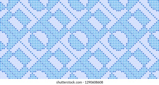 Knitting pattern geometric background square circle elements motif abstract minimalist fabric print classy ornament grid graphic style. Casual repeating textile design, white, blue color allover print