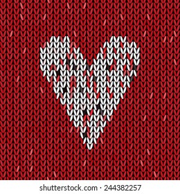 Knitting pattern heart. Knit texture love.
