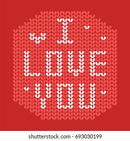 Knitting Pattern with Hearts. Vector Illustration.