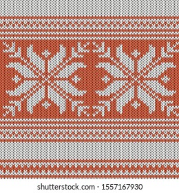 Knitting Pattern,  illustration, Knitted Christmas and New Year pattern Norwegian style