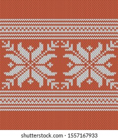 Knitting Pattern,  illustration, Knitted Christmas and New Year pattern Norwegian style