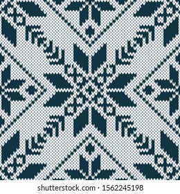Knitting Pattern,  illustration, Knitted Christmas and New Year pattern Norwegian style