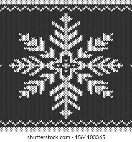 Knitting Pattern,  illustration, Knitted Christmas and New Year pattern Norwegian style. Snowflake