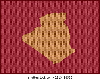 Knitting pattern map of Country Algeria Isolated on Red Background - vector illustration