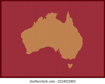 Mapa de patrones de punto del País Australia aislado en fondo rojo - ilustración vectorial