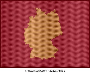 Knitting pattern map of Country Germany Isolated on Red Background - vector illustration