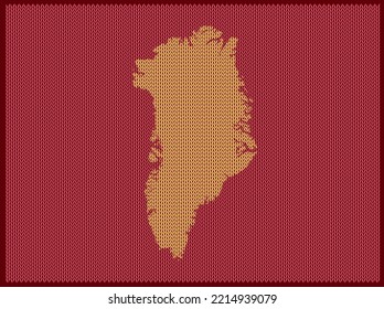 Knitting pattern map of Country Greenland Isolated on Red Background - vector illustration