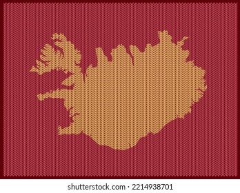 Mapa del patrón de punto del país Islandia aislado en fondo rojo - ilustración vectorial
