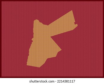 Knitting pattern map of Country Jordan Isolated on Red Background - vector illustration