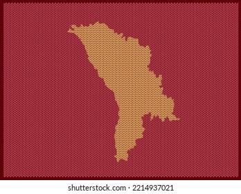 Mapa del patrón de punto del país Moldavia aislado en fondo rojo - ilustración del vector