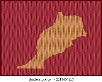Mapa de patrones de punto del país Marruecos aislado en fondo rojo - ilustración vectorial