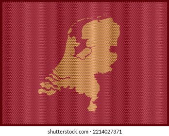 Schnittmuster-Karte des Landes Niederlande einzeln auf rotem Hintergrund - Vektorgrafik