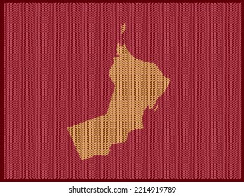 Knitting pattern map of Country Oman Isolated on Red Background - vector illustration