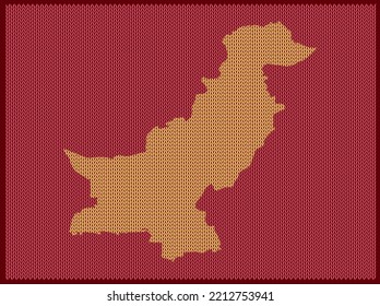 Mapa de patrones de punto del país Pakistán aislado en fondo rojo - ilustración vectorial