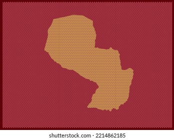 Schnittmuster-Karte von Country Paraguay einzeln auf rotem Hintergrund - Vektorgrafik