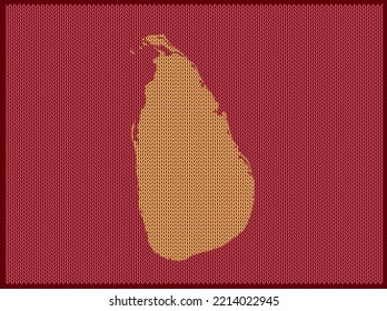 Knitting pattern map of Country Sri Lanka Isolated on Red Background - vector illustration