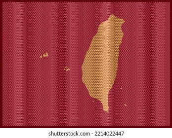 Schnittmuster-Karte des Landes Taiwan einzeln auf rotem Hintergrund - Vektorgrafik