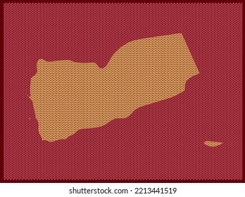 Mapa de patrones de punto del país Yemen aislado en fondo rojo - ilustración vectorial