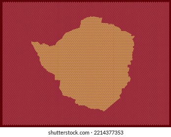 Mapa de patrones de punto del país Zimbabue aislado en fondo rojo - ilustración vectorial
