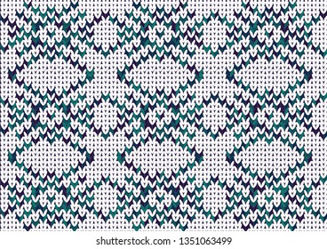 Knitting pattern. Seamless background. Knit wool.  Scheme for embroidery and knitting.
