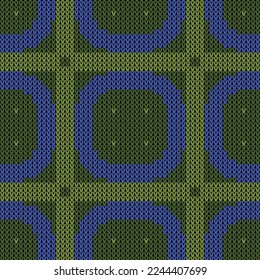 Сhristmas knitting pattern seamless. Vector illustration  Colors: Wasabi, Verdun Green, Cerulean Blue