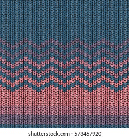 Knitting pattern, shevron seamless fabric wool texture, vector Illustration