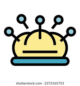 Knitting pillow icon outline vector. Hand diy. Class hobby color flat