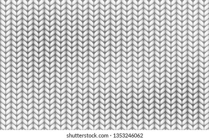 Knitting realistic texture seamless pattern. White and gray realistic knit texture seamless pattern. knitted background. Vector seamless background.