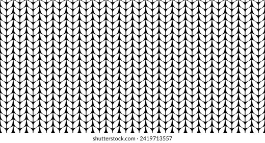 Knitting seamless classic vector pattern. Black and white knit pattern.Simple knitted pattern on white background. Easy classic stitch pattern