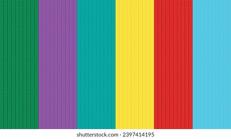 Knitting seamless colorful pattern. Flat vector collection isolated background