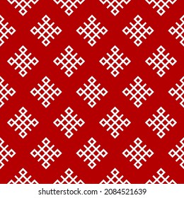 knitting seamless geometric pattern on red background. vector sweater ornament. Ethnic winter knitted, crocheted texture. Christmas, new year holiday wallpaper