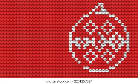 Knitting Seamless Pattern border on Red Background, Knitting liht Ethnic Pattern Border Merry Christmas and happy winter days vector poster