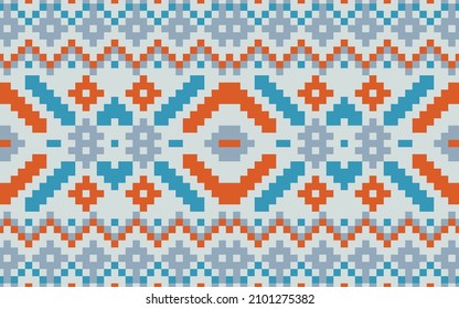 Knitting Seamless Pattern Geometric ethnic oriental pattern traditional Knitting Design for clothing, Pixel pattern, Embroidery style. Vector illustration, fabric, background, wallpaper, Knitwear, 