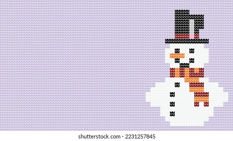 Knitting Seamless Pattern Snow man border on Perple Background, Knitting Light bulb Ethnic Pattern Border Merry Christmas and happy winter days vector poster