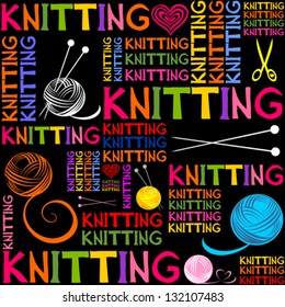 Knitting. Seamless pattern. Vector illustration