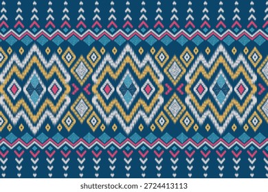 Knitting seamless patterns. Geometric knitted yarn pattern design for wrapping, fabric pattern. Colorful textile and silk pattern for background, wallpaper. Asia knitted fabric pattern for decoration.