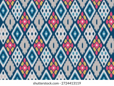 Knitting seamless patterns. Geometric knitted yarn pattern design for wrapping, fabric pattern. Colorful textile and silk pattern for background, wallpaper. Asia knitted fabric pattern for decoration.