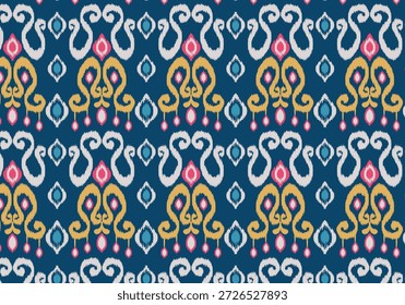 Knitting seamless patterns. Geometric knitted yarn pattern design for wrapping, fabric pattern. Colorful textile and silk pattern for background, wallpaper. Asia knitted fabric pattern for decoration.