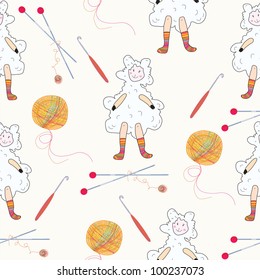 Knitting seamless with sheep and balls