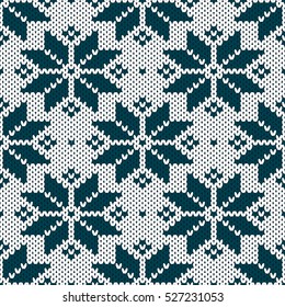 Knitting, seamless vector background, snowflakes.