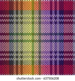 Knitting seamless vector pattern as a fabric texture with gradient mainly in purple and violet hues