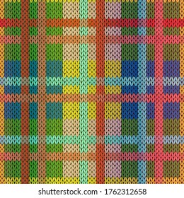 Knitting seamless vector pattern with perpendicular lines as a woollen Celtic tartan plaid or a knitted fabric texture in various colors with a gradient