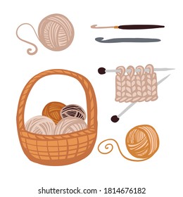 knitting set braun and beige