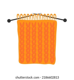 Knitting and sewing hobby vector isolated illustration. Knitting needle and wool ball. Handmade concept. Relaxing hobby time.