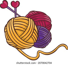 Knitting sewing symbols thread yarn skein needlework icon vector 