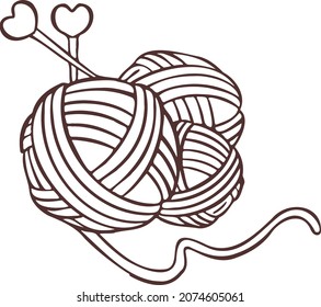 Knitting sewing symbols thread yarn skein needlework icon vector 