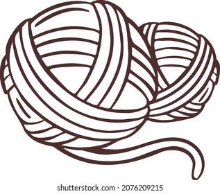 Knitting sewing symbols thread yarn skein needlework icon vector