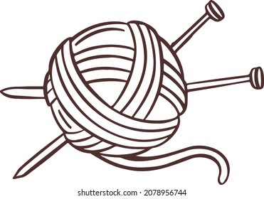 Knitting sewing symbols thread yarn skein needlework icon vector