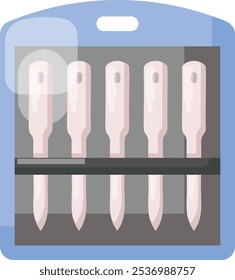 Knitting sews in a Box vector flat icon design, Handcrafted symbol, Perfect fit clothing sign,Sew and Tailor materials stock illustration, Large Eye Needles Set in Different Sizes concept